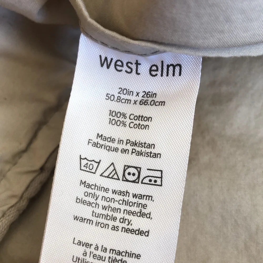 West Elm 100% cotton gray pillow shams